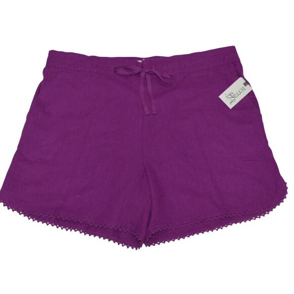 TERRA & SKY Purple Soft Shorts W/Trim Elastic Back, Waist Pockets -Size: 3X - Picture 2 of 6